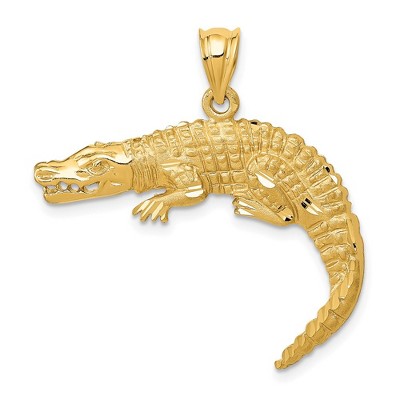 Black Bow Jewelry 14k Yellow Gold Large 2D Alligator Pendant