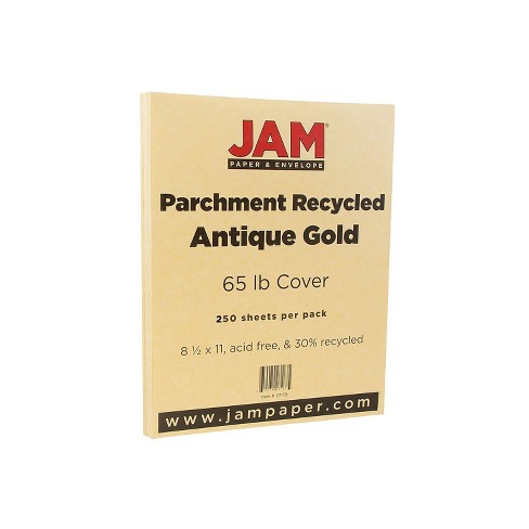 JAM Paper Parchment 65lb Cardstock 8.5 x 11 Coverstock Antique Gold  Recycled 27179B