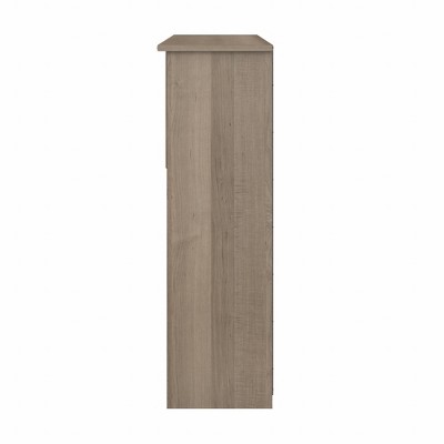 Ash Gray Transitional 60W Desk Hutch with Fluted Glass Door