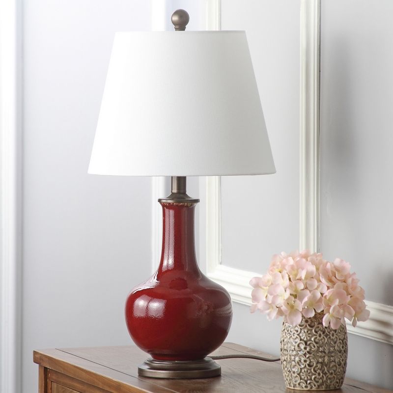 Carolanne Ceramic Lamp (Set of 2) - Red - Safavieh, 5 of 7