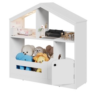 Toddler Wooden Bookshelf with Motion Sensor Light, Kids Toy Storage Organizer, Dollhouse-Style Bookcase for Playroom, Bedroom, and Nursery Use - 1 of 4