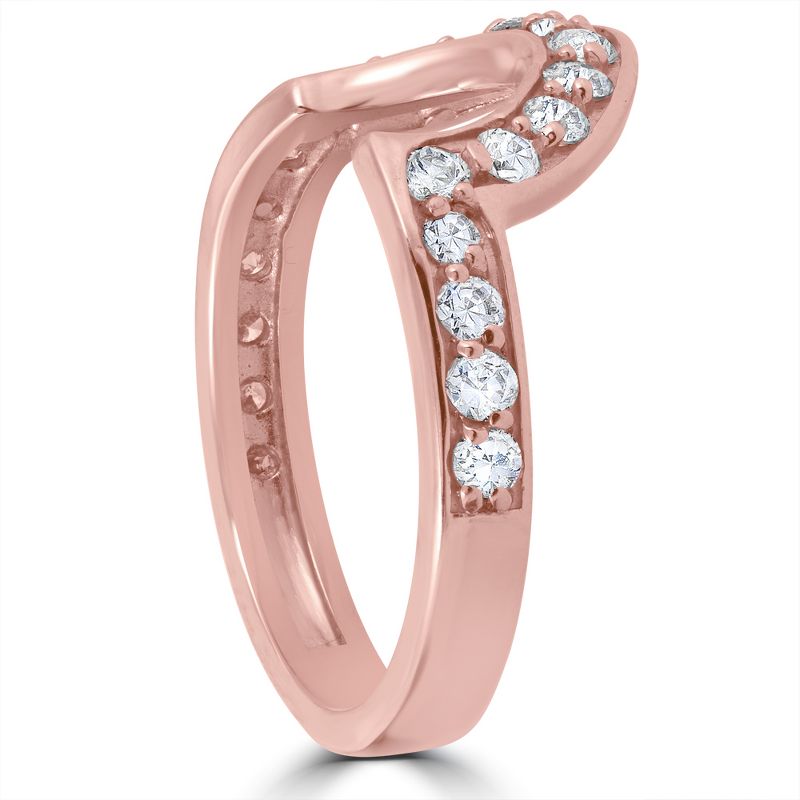 Pompeii3 1/2 cttw 14k Rose Gold Diamond Curved Contour Band For Forever Us 2 Stone Ring, 2 of 4