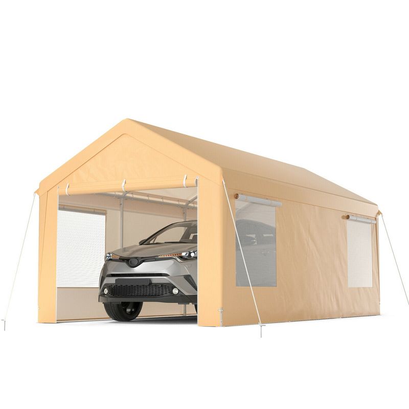 Costway 10x20 ft Heavy-Duty Steel Carport Car Canopy Shelter Sidewalls Tent Garage, 1 of 11