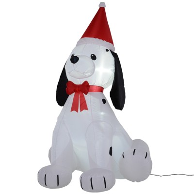 HOMCOM Inflatable Christmas Outdoor Lighted Yard Decoration Puppy Dog Wearing Santa Hat 6' Tall