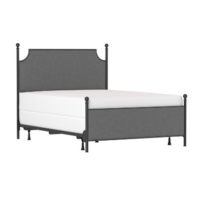Queen McArthur Metal and Upholstered Bed Matte Black/Gray Fabric - Hillsdale Furniture
