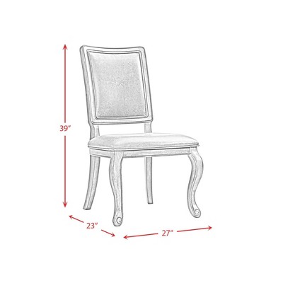 Rustic Walnut Wood & Distressed Gray Faux Leather Side Chair Set