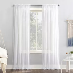 63"x59" Emily Sheer Voile Rod Pocket Curtain Panel White - No. 918