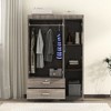 TIRAMISUBEST 3-Door Wardrobe with 2 Drawers - Mobile Storage Cabinet with Locking Wheels & Adjustable Shelf | Space-Saving Closet Organizer - 2 of 4