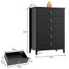 Fluted 5 Drawer Dresser for Bedroom, 42.9 Inch Tall Modern Nightstand Wooden Chest of Drawers with Gold Handles - 2 of 4