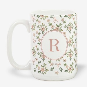 Personalization Mall Blush & Bloom 15oz Ceramic Mug, Pink Bows - 1 of 2
