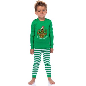 Scooby-Doo Christmas Jingle Bells Family Pajamas 2 Piece Long Sleeve Pajama Set Green - 1 of 4