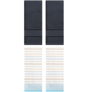 REGALWOVEN 4 Pcs Cotton Soft Comfortable Absorbent Striped Hand Towel - 1 of 4