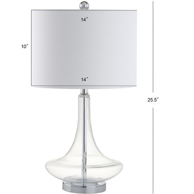 Cecile 25.5" Clear Glass Teardrop LED Table Lamp Set with Linen Shade