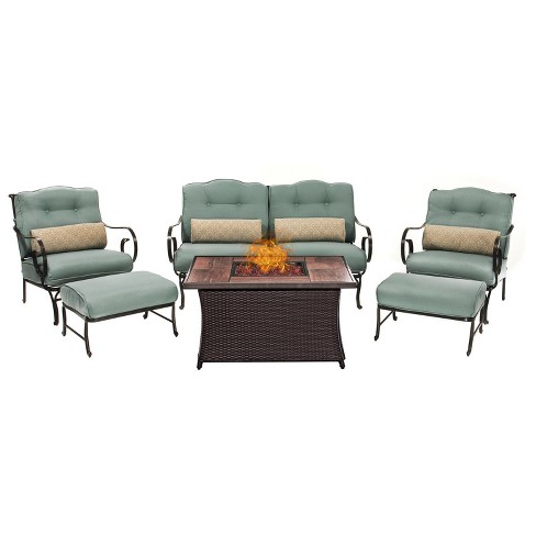 Oceana 6pc All Weather Wicker Patio Conversation Set W Lp Gas