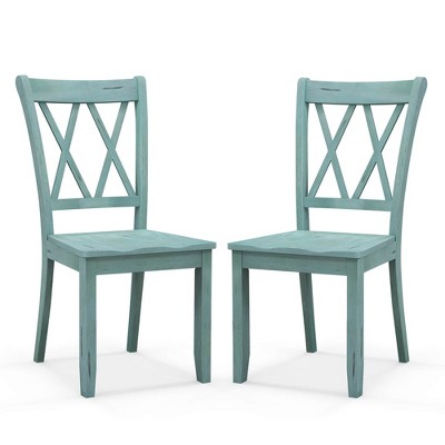 Costway Set Of 2 Wood Dining Chair Cross Back Dining Room Side Chair ...