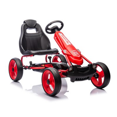 UNISOAR Pedal Go Kart for Kids,4 Wheel Powered Go Cart(Red)