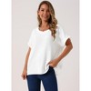 INSPIRE CHIC Women's Linen Short Sleeve Casual Basic Summer Outfits Loose Solid Blouse - 2 of 4