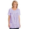 Collections Etc Seersucker Checkered Pattern Snap Front Top with Pockets, Lightweight Short-Sleeve Scoop Neckline Shirt - 2 of 4
