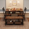 Dining Table Set for 4, Kitchen Table and 2 Chairs for 4 with Bench, 4 Piece Dining Table Set for Small Space, Apartment - 2 of 4