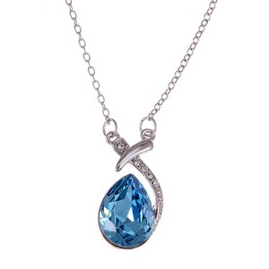 Anna-Kaci Women's Angel Wing Teardrop Crystal Pendant Necklace, Adjustable Chain, Perfect for Evening Wear and Special Occasions - Wings - 1 of 4