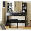 Vanity Desk with Lights, Makeup Vanity Set with 3 Colors LED Lights, Power Outlet, 6 Shelves, 2 Drawers & Cushioned Stool for Bedroom - 3 of 4