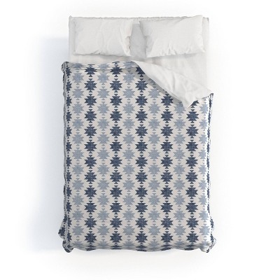 Woven Aztec Little Arrow Design Co Duvet Cover Set Blue/White - Deny Designs