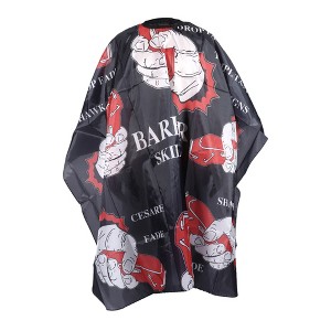 Unique Bargains Stripe Pattern Hairdressing Cape 60.63"x55.12" Black Red 1 Pc - 1 of 4