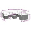 vidaXL 12 Piece Patio Sofa Set with Cushions Brown and Red Poly Rattan - With Table - 3 of 4