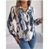 Coolmee Women Blouses Button Down Dressy Shirts Puff Long Sleeve Business Fashion Casual Floral Print Tops - 3 of 4