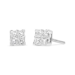5/8 Carat Princess Cut Real Diamond Composite Stud Earring in Sterling Silver - 1 of 4