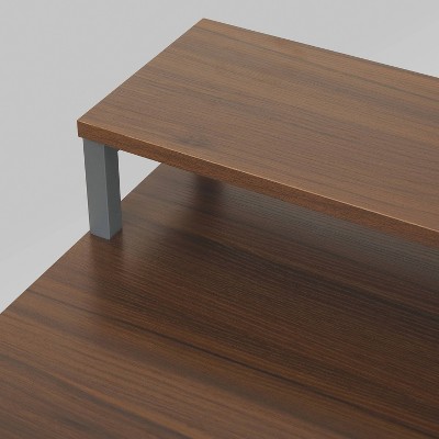 Modern Industrial Walnut Writing Desk with Steel Frame and CPU Caddy