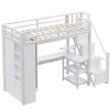 YOOCOZZ Metal Loft Bed with L-Shaped Desk, 5-Layer Shelf, USB Ports and Large Wardrobe - White - 4 of 4