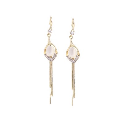 SOHI Women's Gold Sleek Drop Earrings