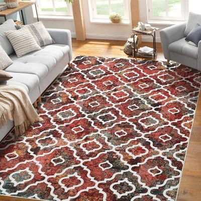 Acekool Tie-Dye Lantern Area Rug Collection, Washable Foldable Faux  Feel, Non Slip, TPR Back, Multicolor Gray Blue Black, Various Sizes