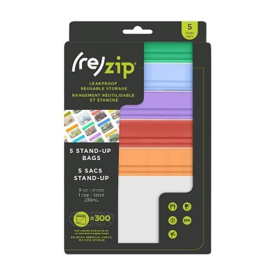 (re)zip Leak-Proof Stand Up Food Storage Bag - 5ct