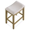 ROME + OAK Parker 26 Inch Counter Stool, Backless Saddle Kitchen Barstool in Natural Wood Finish with Wheat Cream Fabric Upholstery Cushion Seat - 3 of 4