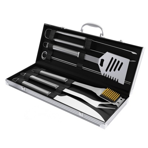 Hastings Home Stainless Steel Bbq Grilling Utensil Set In Carrying Case ...