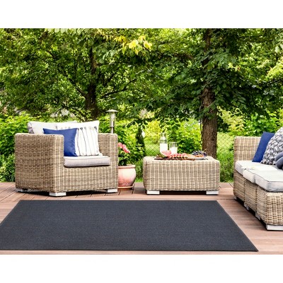 Navy Braided 5' x 7' Reversible Synthetic Rectangular Rug