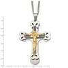 Chisel Stainless Steel Brushed and Yellow IP-plated with Cable Crucifix Pendant on a 24" Curb Chain Necklace - 4 of 4