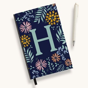 Personalization Mall Flowery Initial Personalized Journal Mint/Navy - 1 of 1