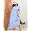 Womens Plus Size V Neck Wrap Maxi Dress High Waist Ruffle Summer Casual Dress with Belt - 2 of 4