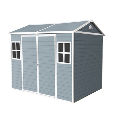 NicBex Resin Outdoor Storage Shed with Lockable Doors,2 Windows and Floor Base for Backyard Garden,Patio