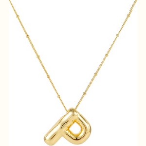 Personalized Balloon Letter Necklace 14K Gold Plated Alphabet Jewelry - 1 of 4