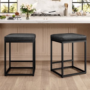 Captiva Designs 24 inch Counter Height Bar Stool with Faux Leather Cushion and Sturdy Metal Frame - 1 of 4