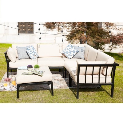 6pc Sectional Sofa Patio Conversation Set - Cream - Patio Festival