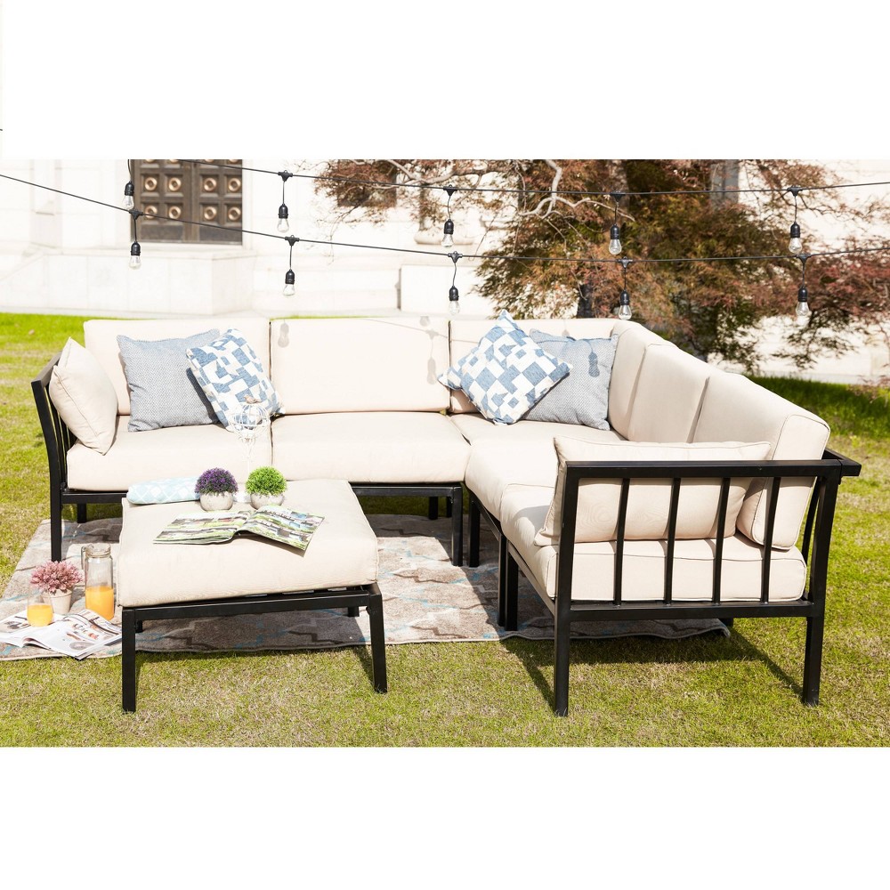 Photos - Garden Furniture 6pc Sectional Sofa Patio Conversation Set - Cream - Patio Festival: Weathe