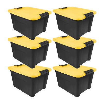 IRIS 20qt Plastic Storage Bins with Lids Black Latching Stackable Totes 6pk