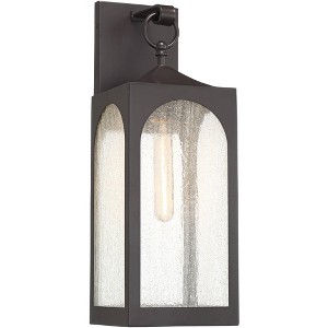 Possini Euro Design Tyne Modern Outdoor Wall Light Fixture Bronze 20 1/2" Seedy Glass for Post Exterior Barn Deck House Porch Yard Posts Patio Home - 1 of 4