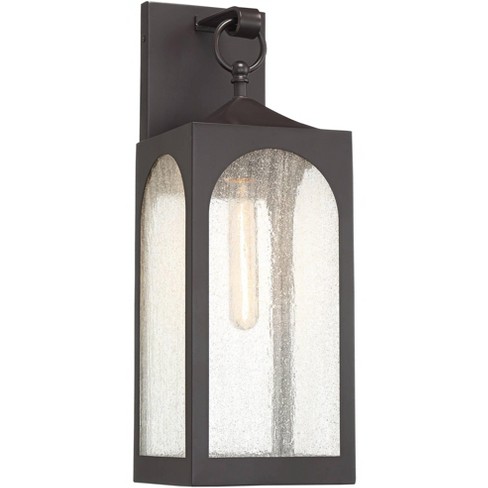 Possini Euro Design Tyne Modern Outdoor Wall Light Fixture Bronze 20 1/2" Seedy Glass for Post Exterior Barn Deck House Porch Yard Posts Patio Home - image 1 of 4