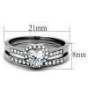 Slickblue Women’s CZ Halo Ring, Heart Center Stone, Accent Band, Polished Stainless Steel, Valentine’s Style, Size 5-11 - 2 of 4